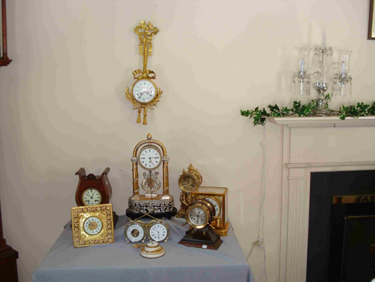 Group of decorative 19th-century French and European clocks, certain to get paddles wagging.